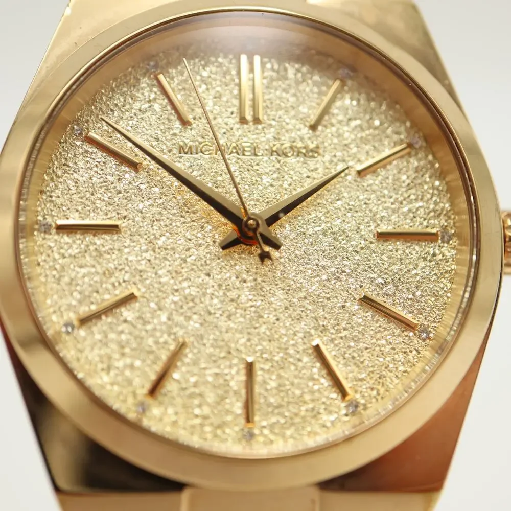 Michael Kors Channing Gold Tone Glitter 36mm Watch Steel MK6623 w New Battery